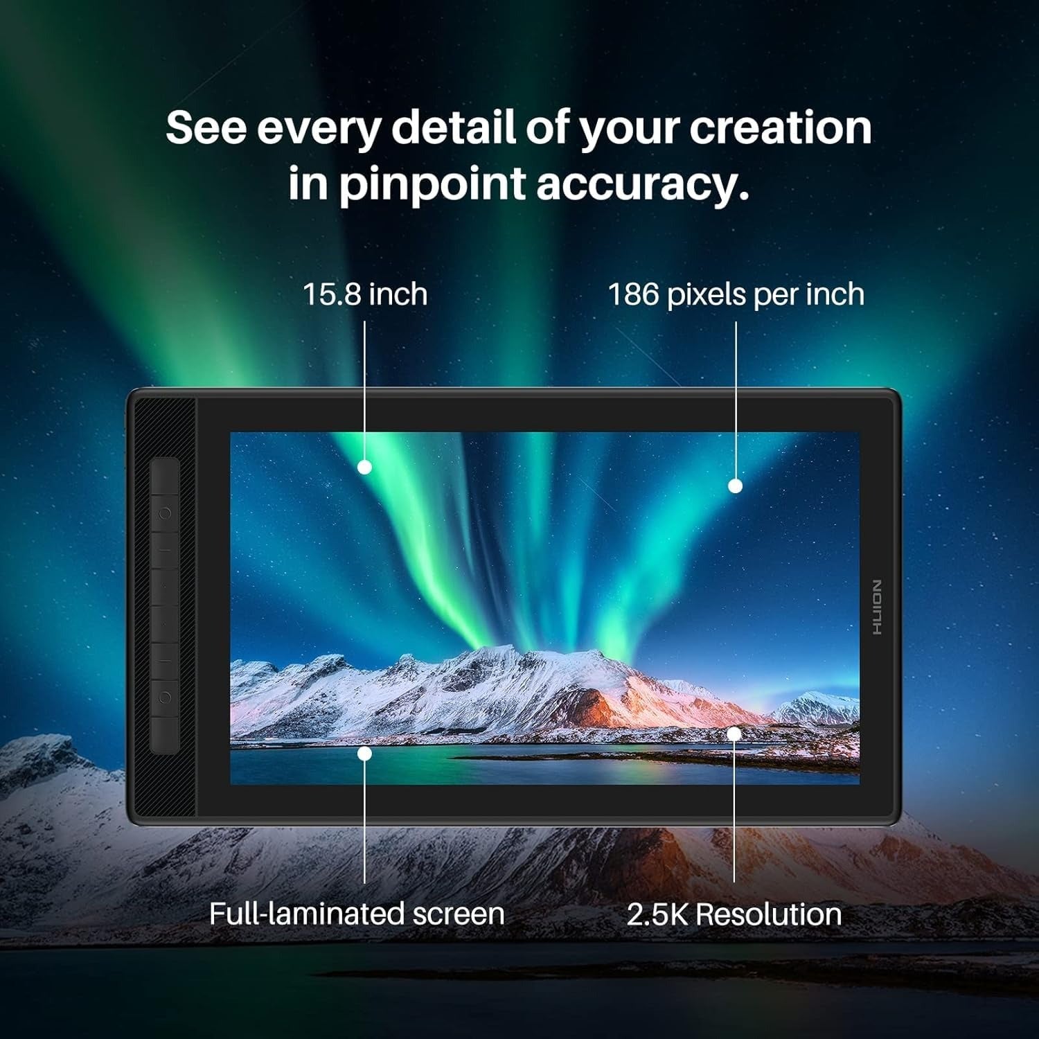 Kamvas Pro 16 (2.5K) – QHD Drawing Tablet with QLED Screen for Creatives