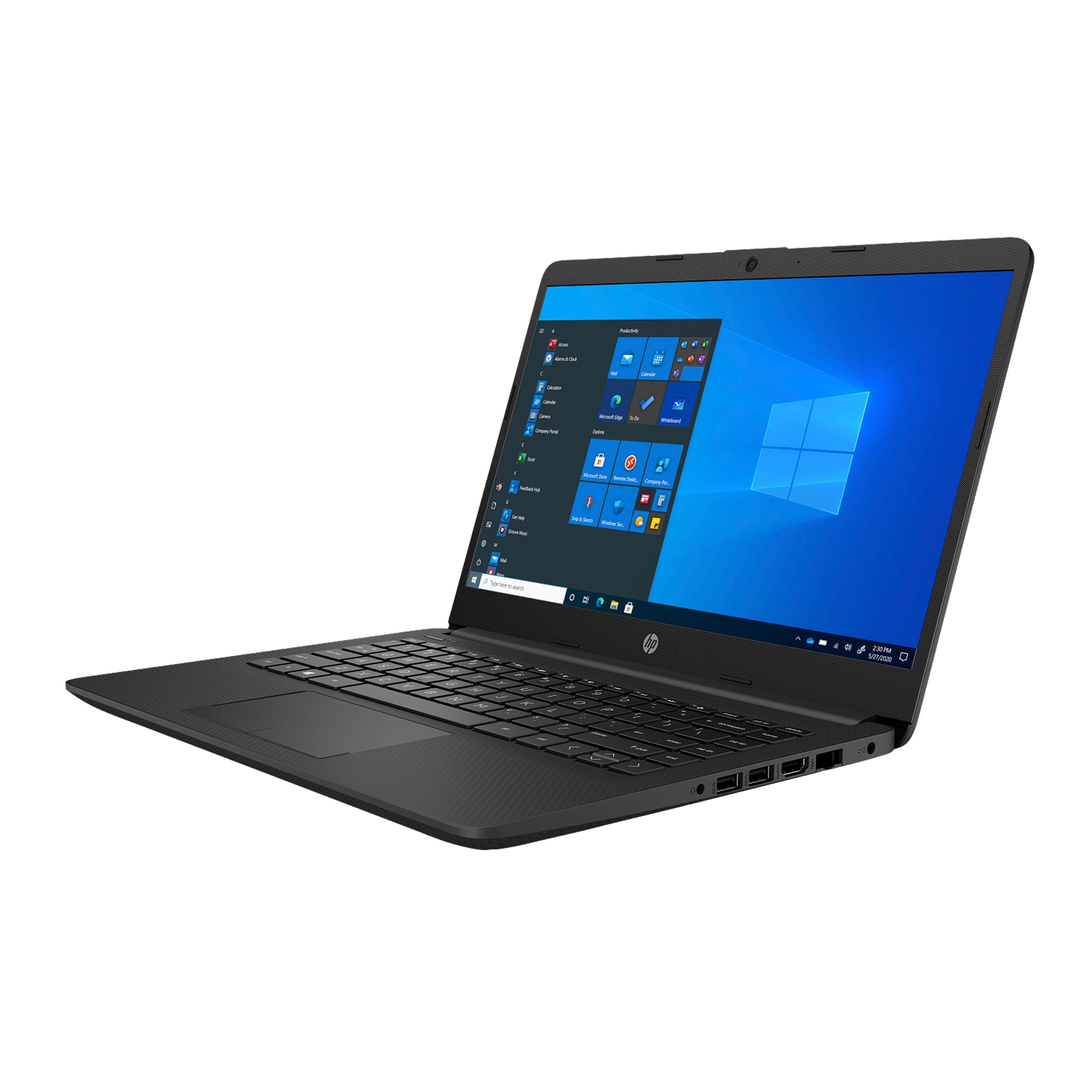 Black laptop with Windows operating system on a white background