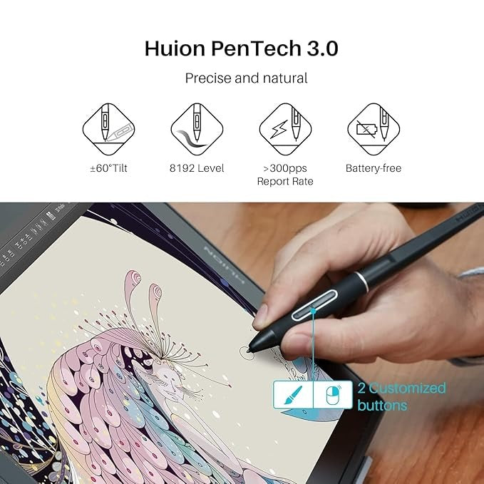 Kamvas Pro 16 (2.5K) – QHD Drawing Tablet with QLED Screen for Creatives