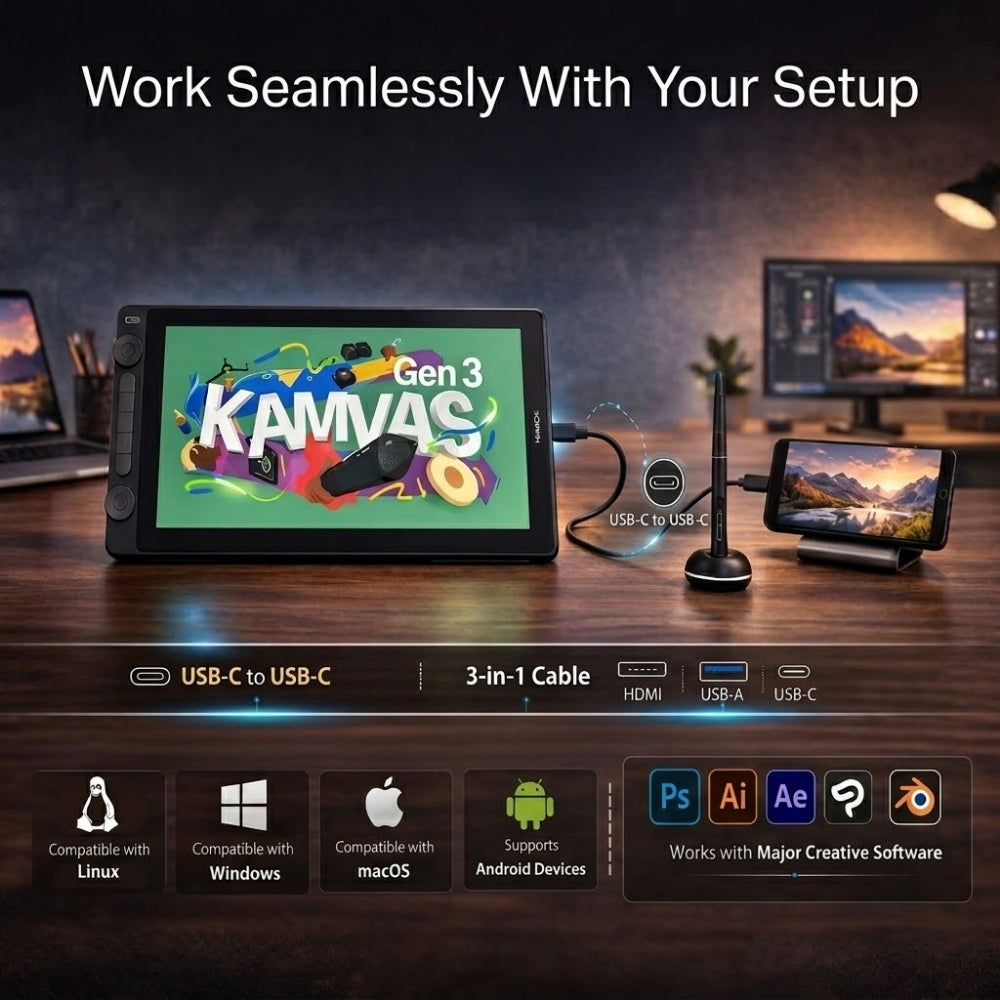 Huion Kamvas 16 (Gen 3) – 15.8" QHD Pen Display Tablet