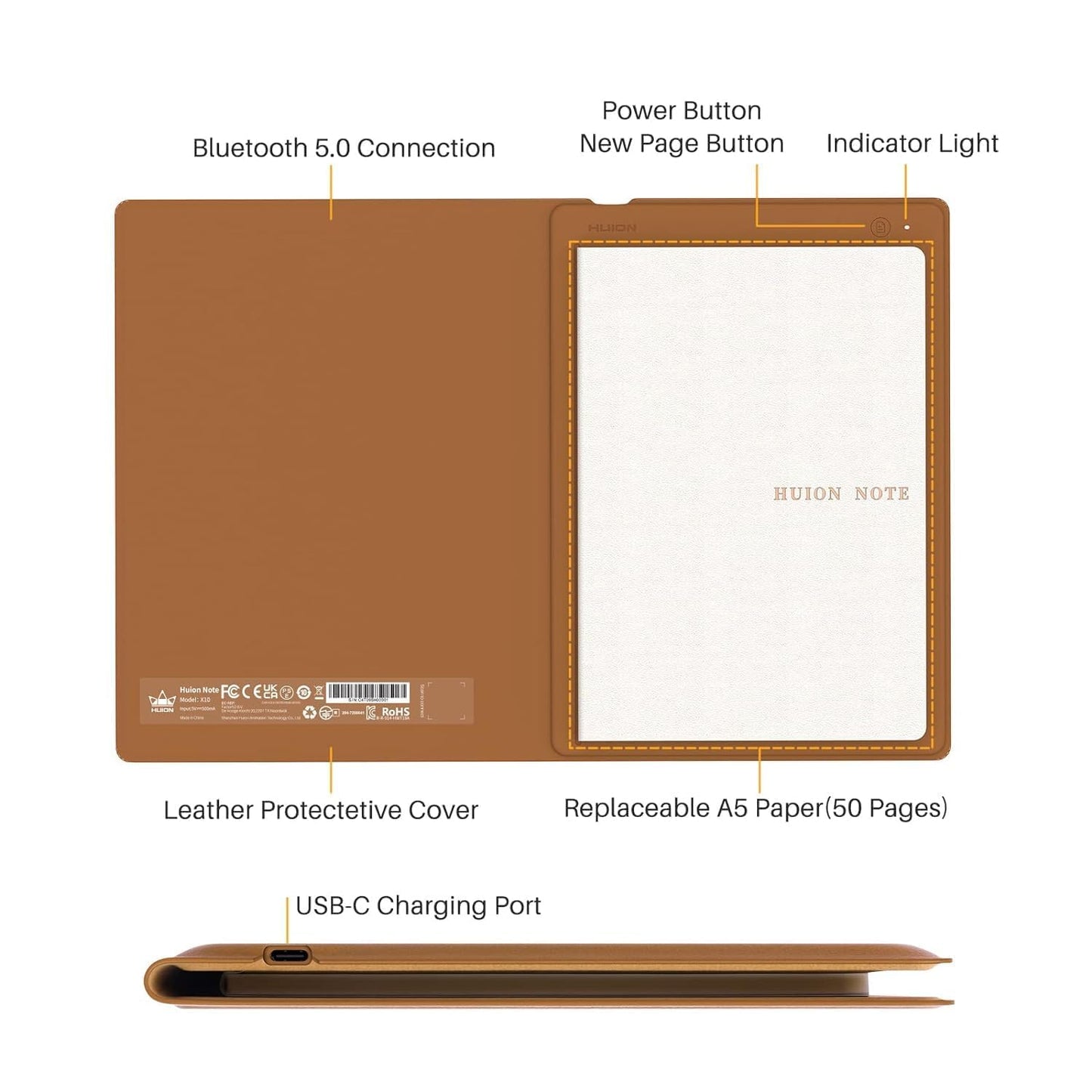 Smart Digital Notebook with magnetic pen and made of Premium PU Leather. 