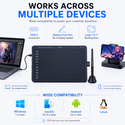 HUION HS611 (SB) ग्राफ़िक ड्राइंग टैबलेट 