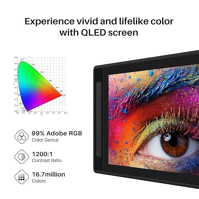 Kamvas Pro 16 (2.5K) – QHD Drawing Tablet with QLED Screen for Creatives