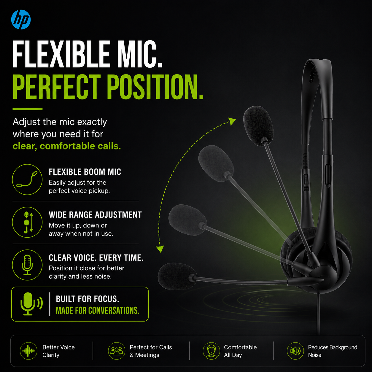 HP Stereo Wired Headphones On-Ear with Mic USB G2 – 428H5AA