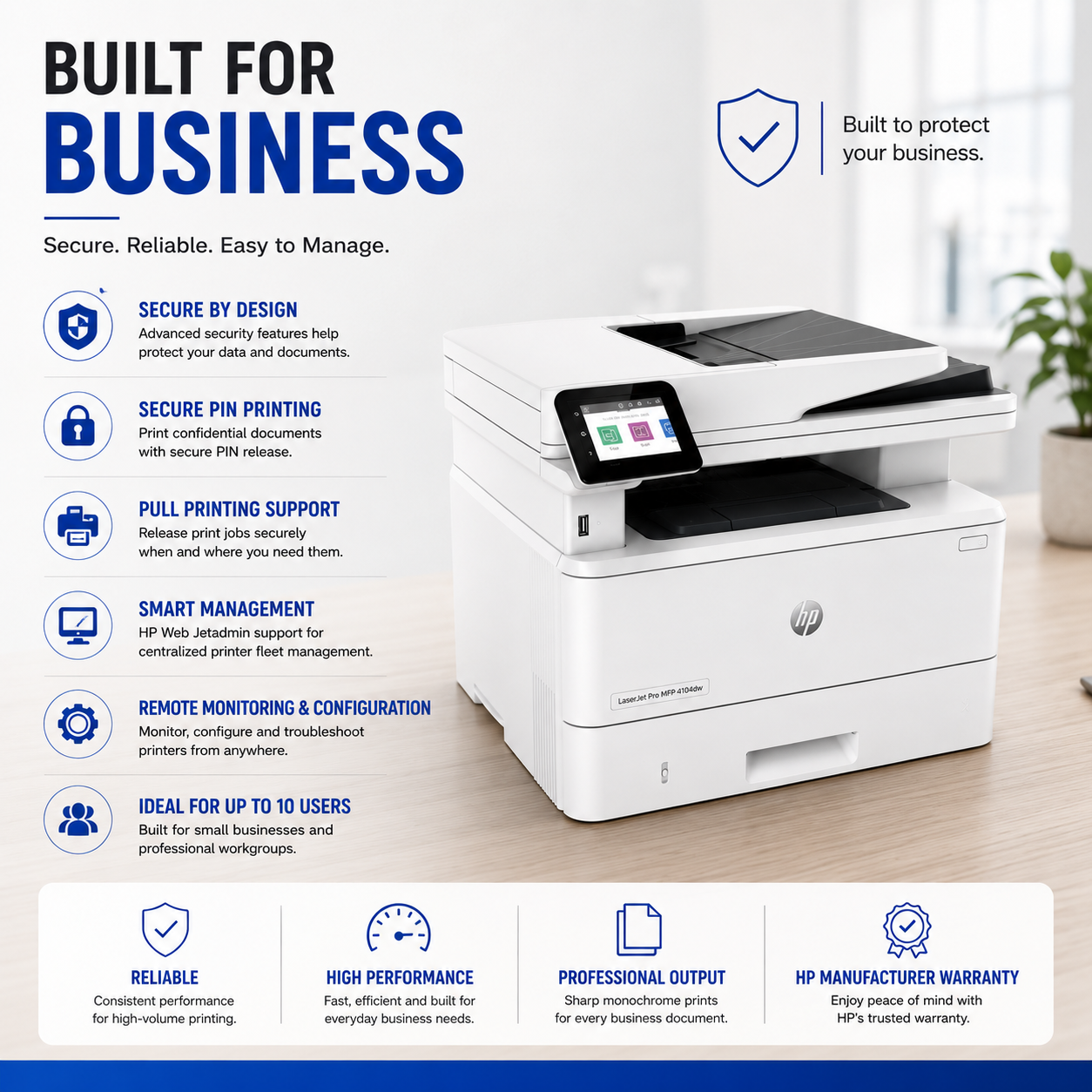 HP LaserJet Pro MFP 4104dw Printer – 2Z632A