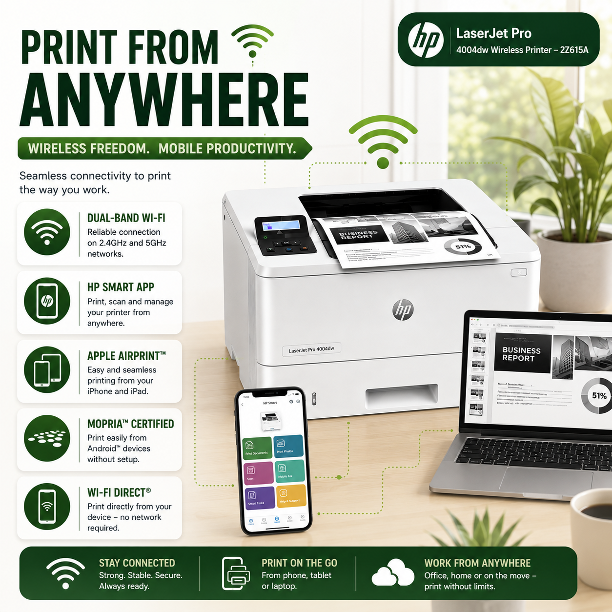 HP LaserJet Pro 4004dw Wireless Printer – 2Z615A