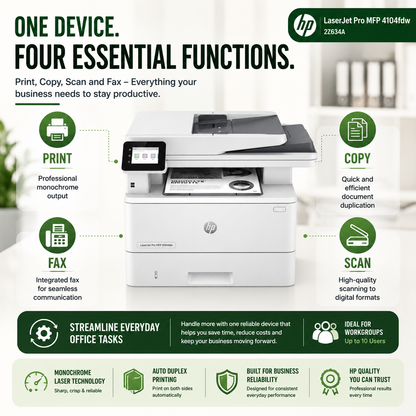 HP LaserJet Pro MFP 4104fdw Printer – 2Z634A