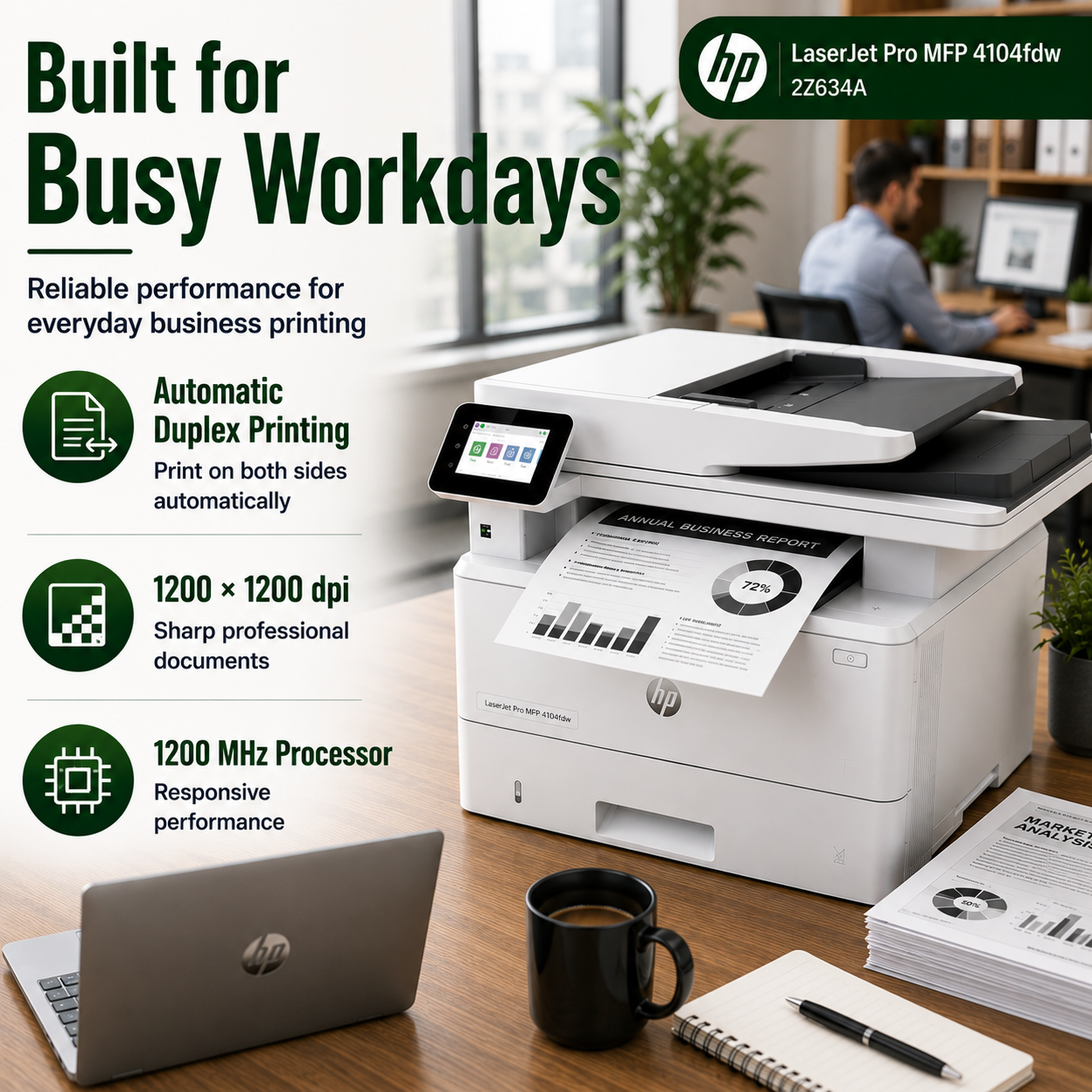 HP LaserJet Pro MFP 4104fdw Printer – 2Z634A