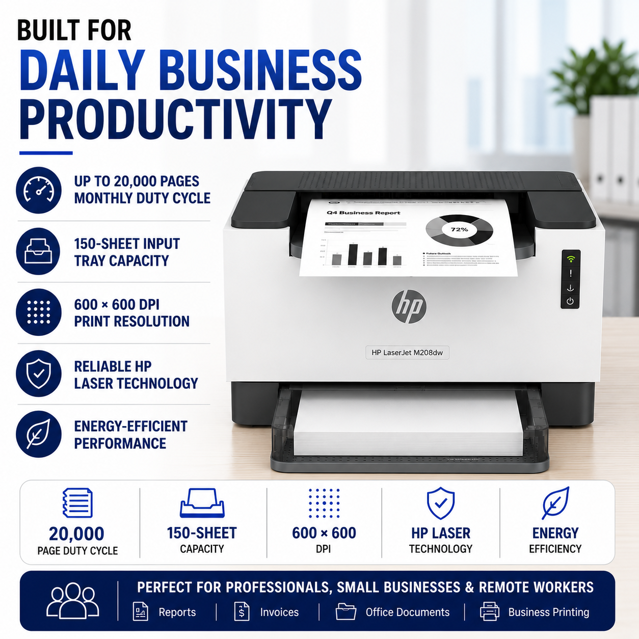 HP LaserJet M208dw Wireless Printer – 6GW64A
