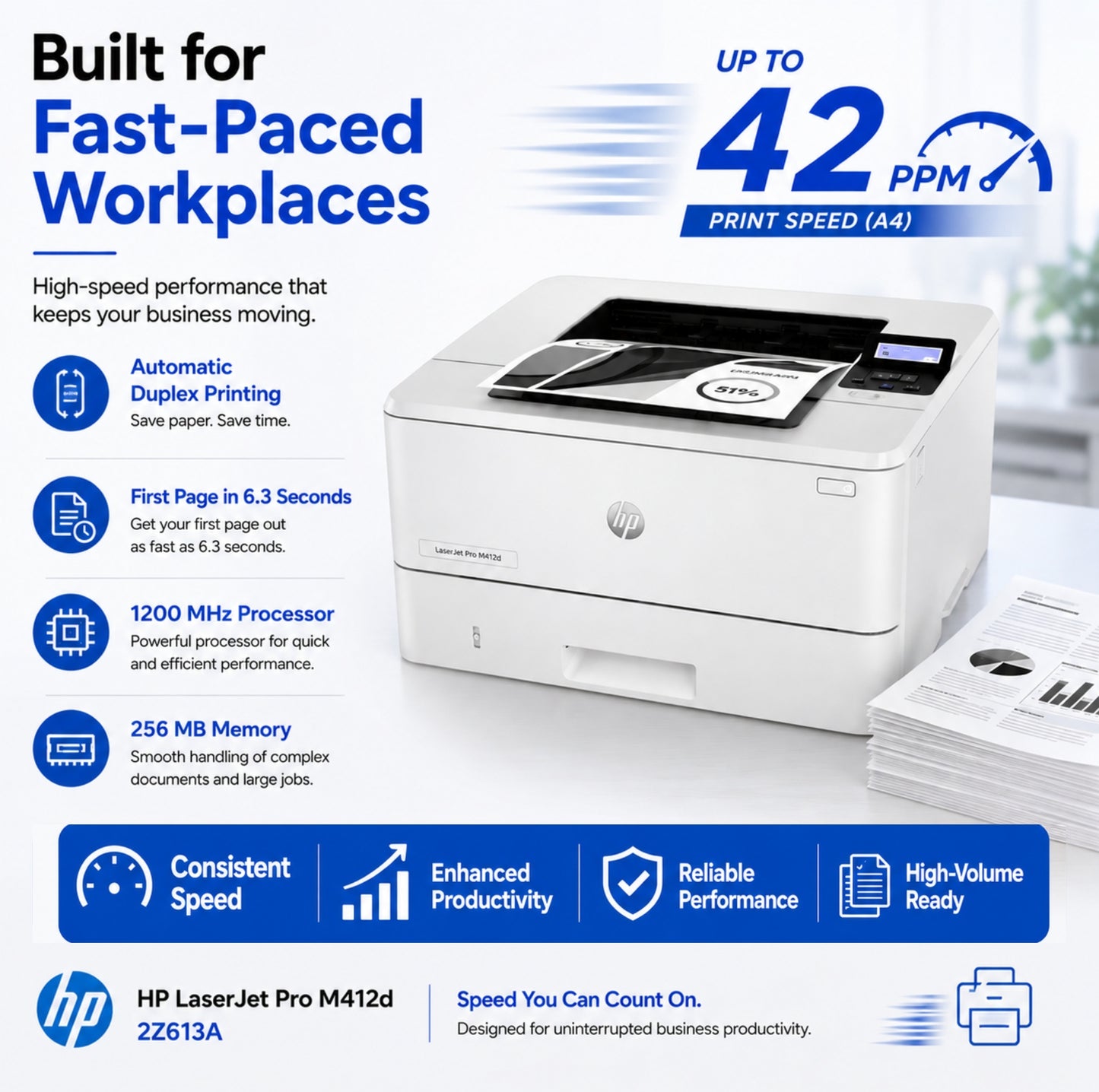 HP LaserJet Pro M412d Printer – 2Z613A