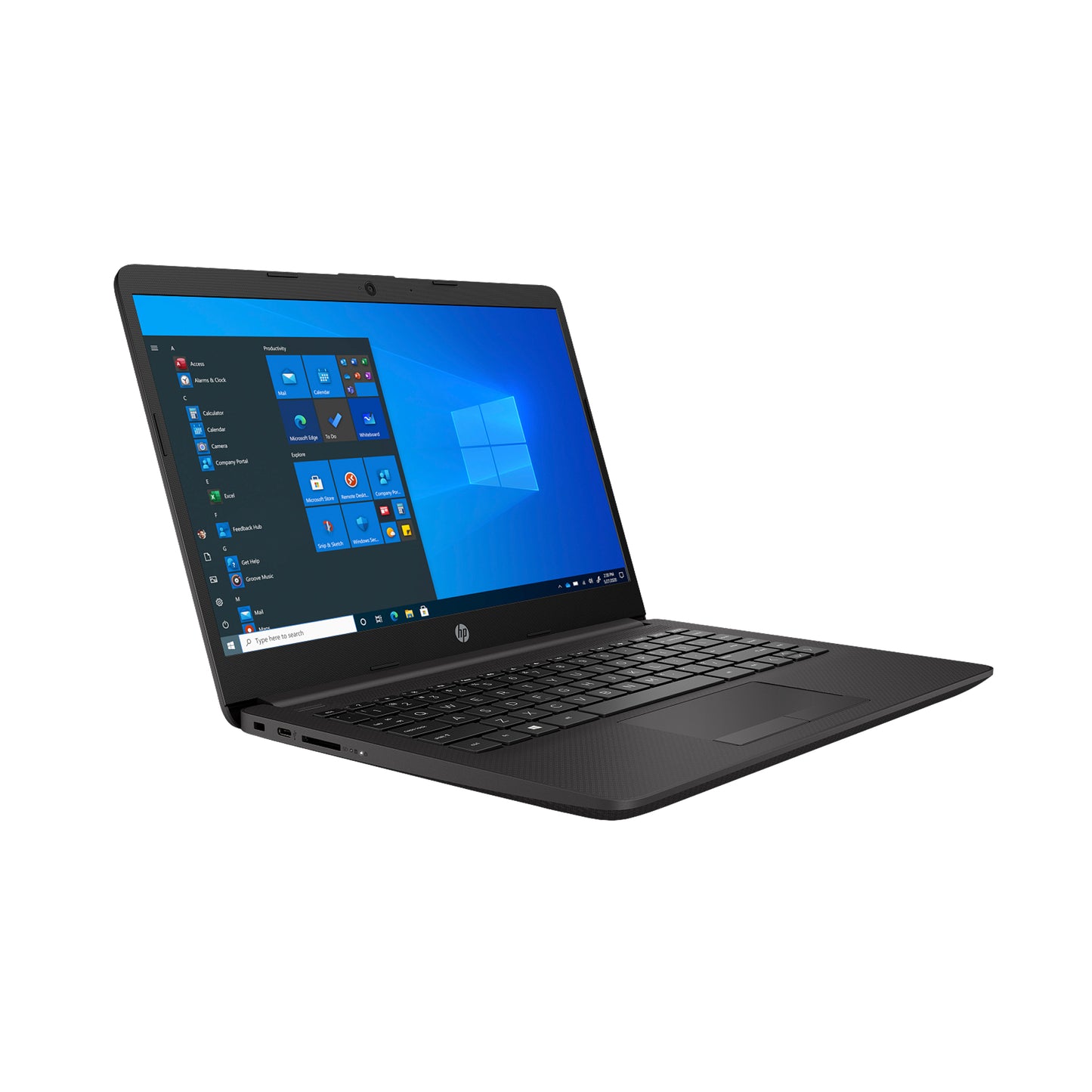 Black HP Laptop with sleek slim design, and full-size keyboard for everyday productivity and business use