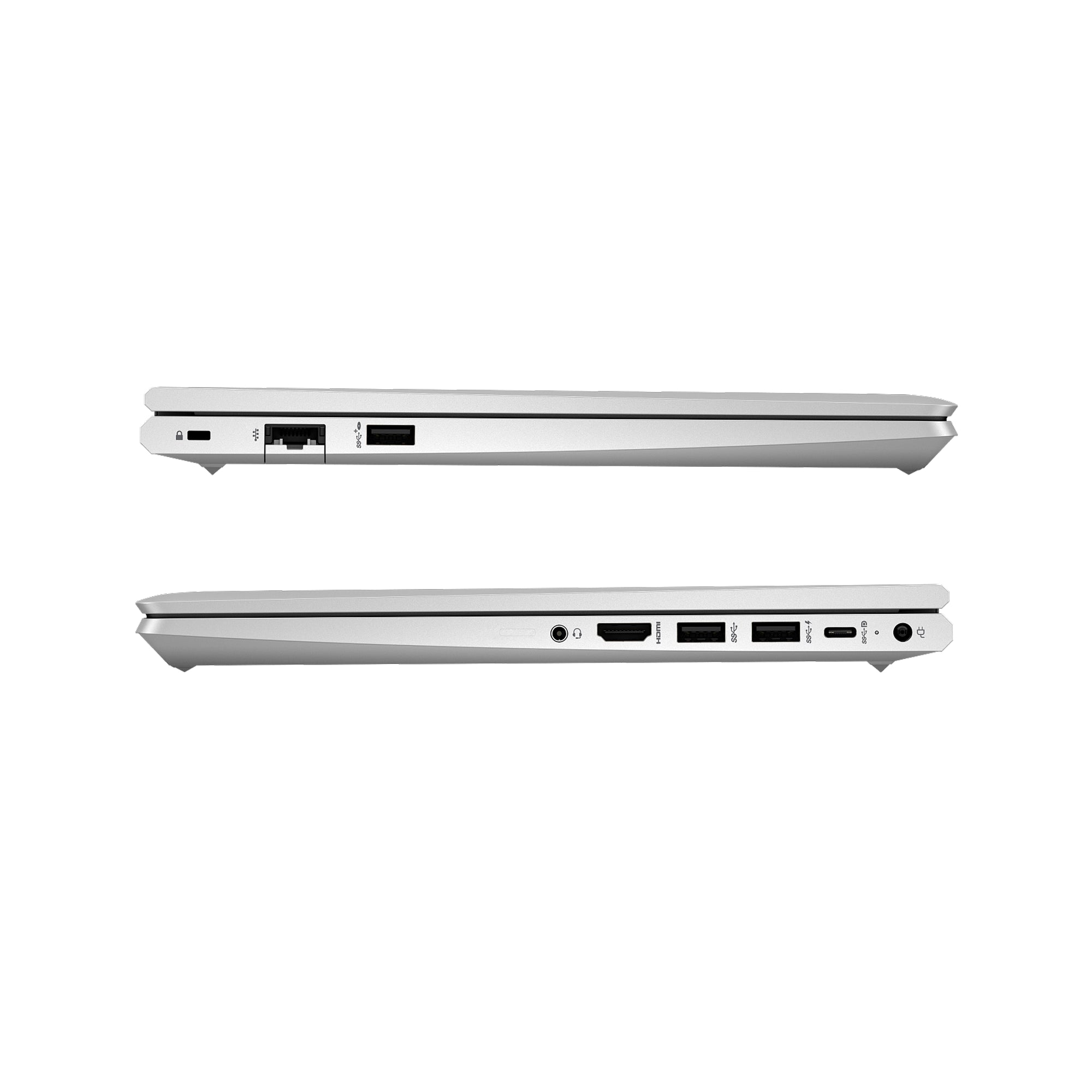 Silver lightweight laptop with a black screen displaying a flower graphic, secure thin client technology, Intel processor, and enterprise-grade performance
