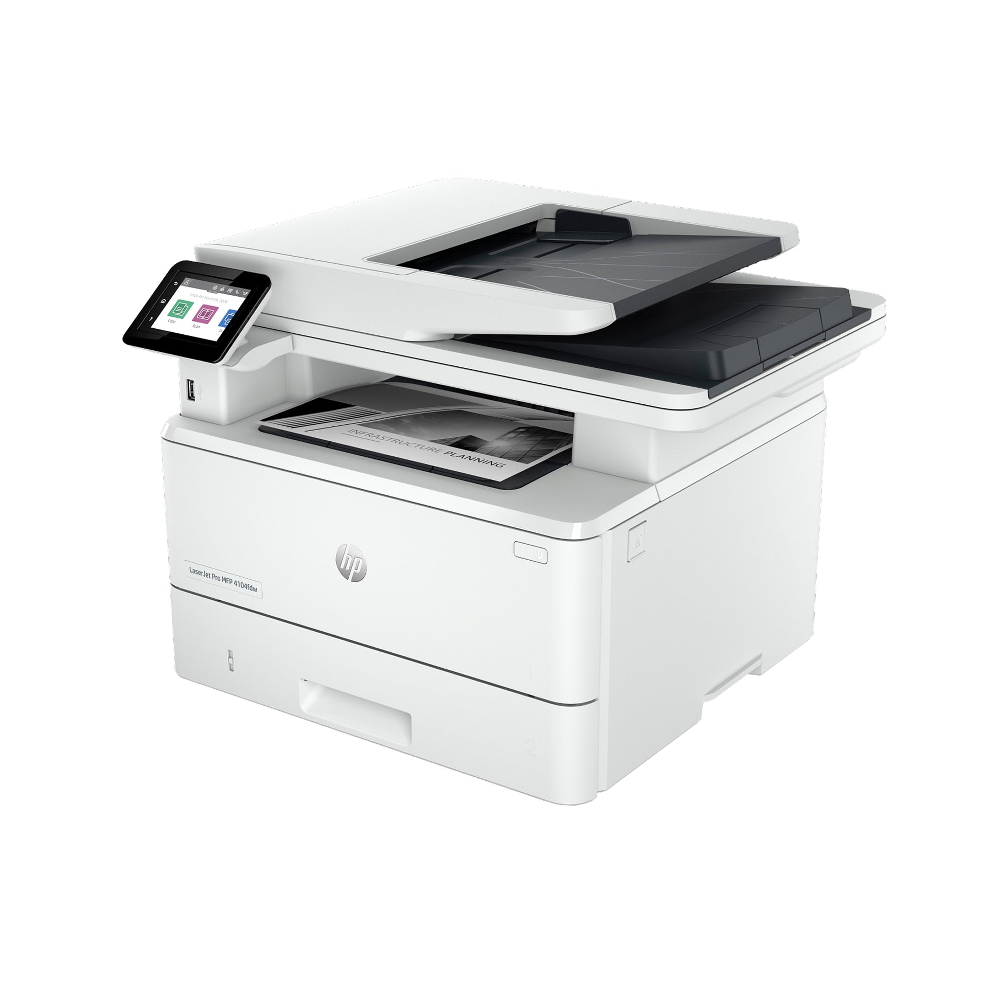 HP white printer with fast printing speeds, high-volume scanning, and easy management tools