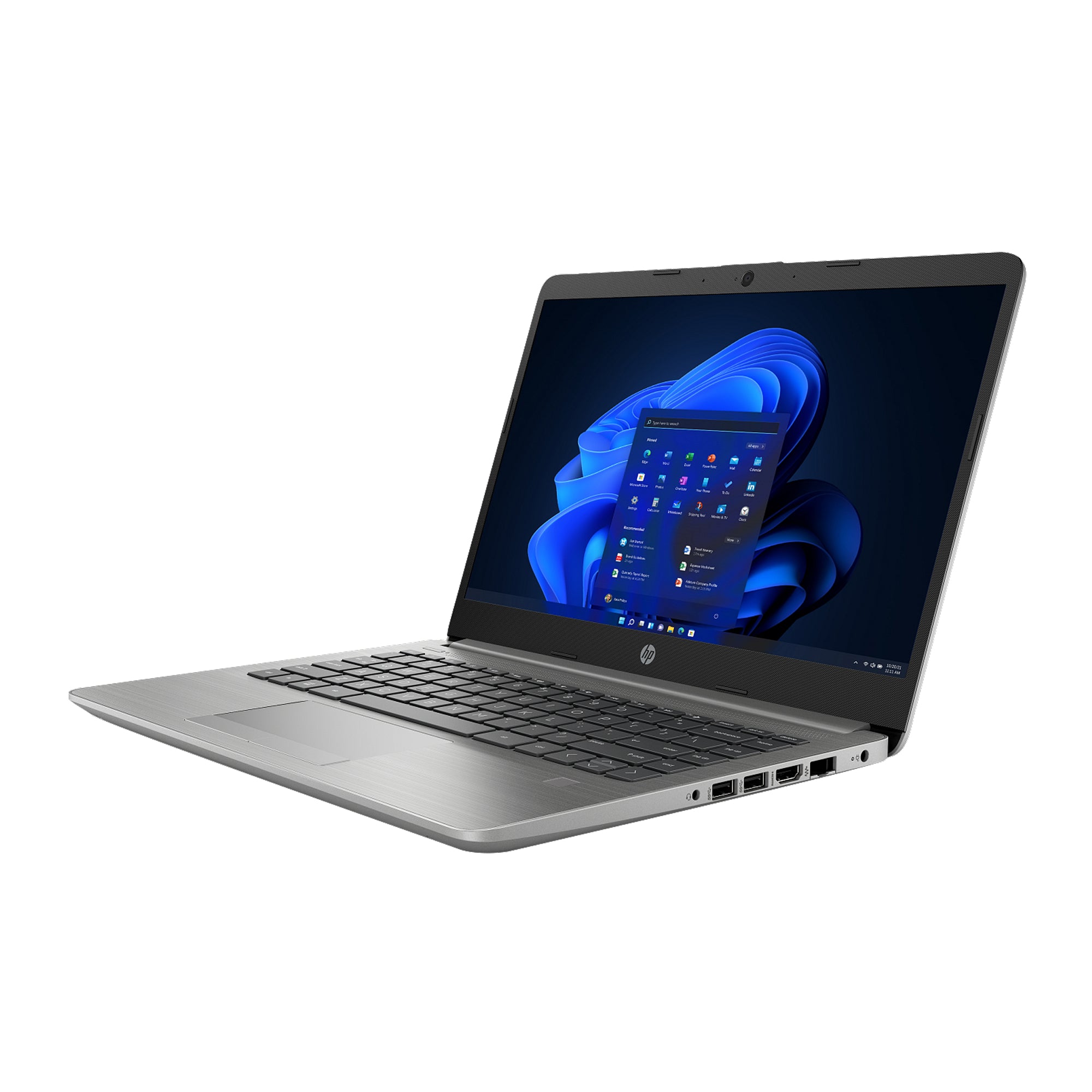 HP Laptop with 14-inch display, slim lightweight design, fast memory and full-size keyboard for business and everyday use.