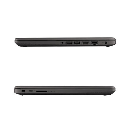Side view of HP Laptop showing USB ports, HDMI, Ethernet, headphone jack, and charging port for flexible connectivity options.