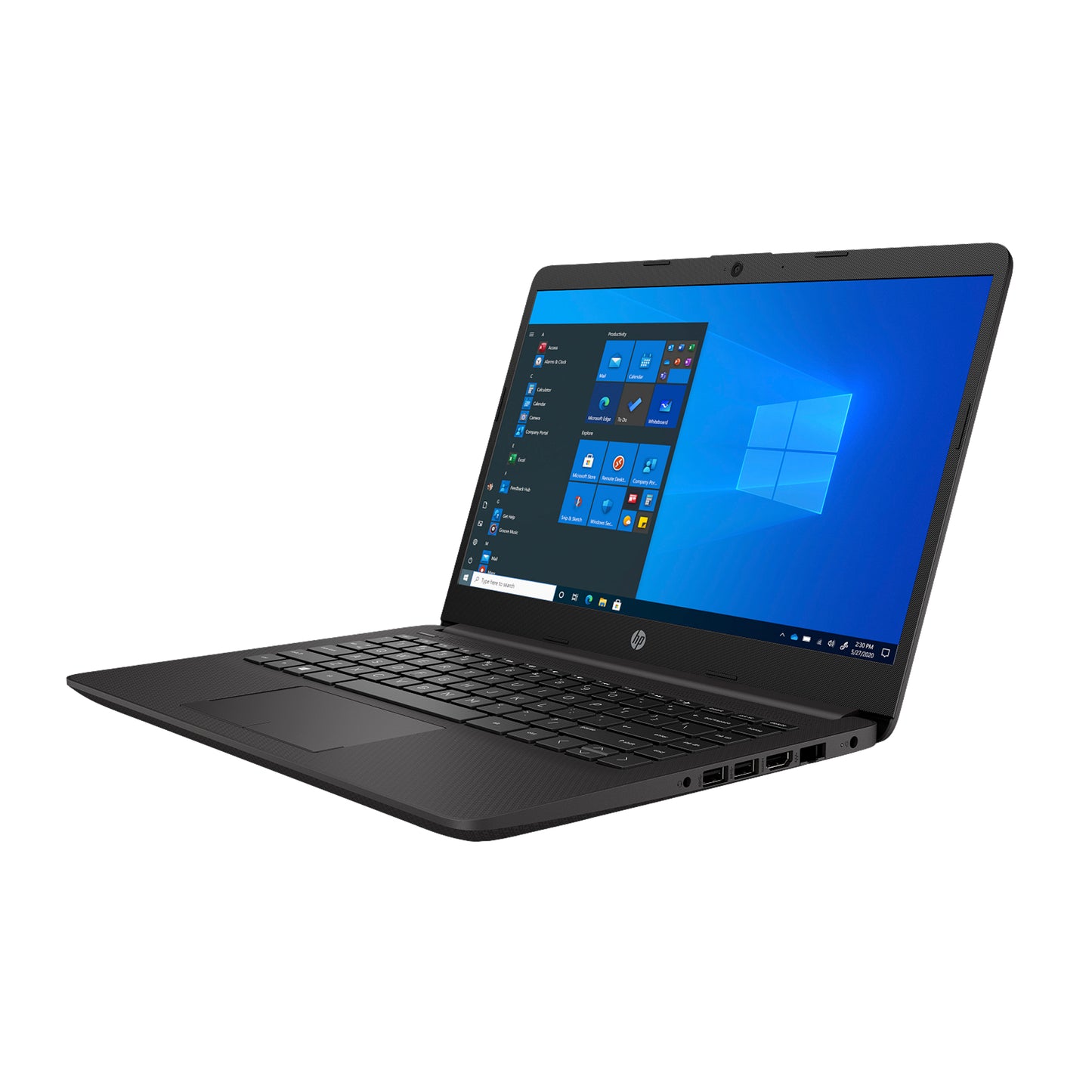 Black HP Laptop with sleek slim design, and full-size keyboard for everyday productivity and business use
