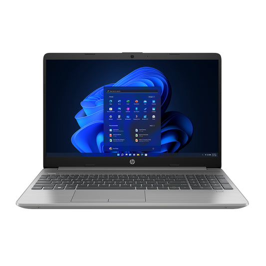HP laptop front angle with 15.6-inch screen, compact build, and ergonomic keyboard for smooth multitasking